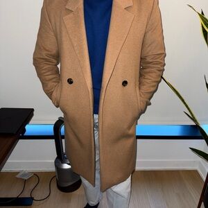 Vince Tan Wool Overcoat – Size S (Oversized Fit)